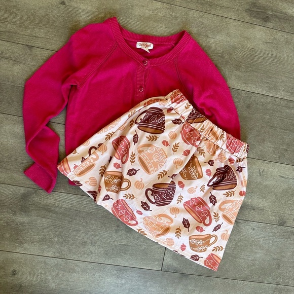 New Boutique Fall Skort + Matching Cat & Jack Button Down Cardigan Sweater - Picture 6 of 11